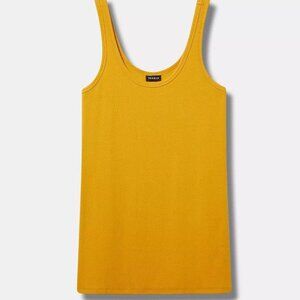 Torrid Tank Top 4X Yellow Cotton Modal Stretch Ribbed Scoop Neck Plus Size NWT